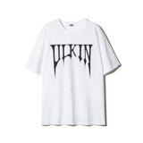 スマッジングスカルグラフィックTシャツ_ホワイト