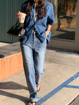 [MADE] DITZ HALF DENIM SHIRT
