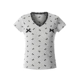 Bow Print V-Neck Slim Fit Tee