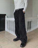 Larson Washed Multi-Pocket Wide Cargo Pants
