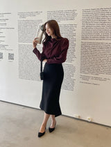 Nubet Half-Neck Drape Puff Blouse
