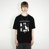 [ULKIN] コリアンショートヘアオーバーサイズ半袖Tシャツ_ブラック