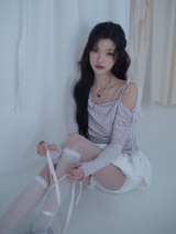 Cats Draping One-Shoulder Top