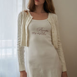 Cable Knit Crop Cardigan_White