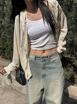[Unisex] Daisy punching hood zip up(4color)