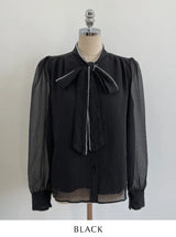 Cave Pearl Tie Puff Blouse