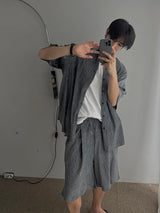 ASCLO バケーションプリーツ半袖シャツ(3color)