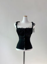 Arzen strap lace top (black)