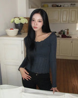 Sable Punched V-Neck Knit