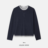 ヘンリーネックレイヤードクロップTシャツ
