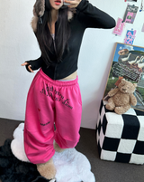 ハートタトゥー💕🖤ピンタックワイドパラシュートジョガーパンツ 🤍🖤🩷3カラー