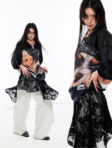 インストック | アイラブブラックドッグ＆キャットオーバーサイズTシャツ-ブラック
