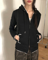 [MADE] Cooming Lace Panel Pocket Two-Way Long-Sleeve Hoodie Zip-Up
