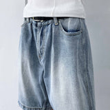 Washed Distressed Wide Shorts