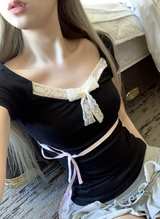 ティンイフリボンレーストップ (black)