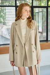 CLASSY HERRINGBONE WOOL JACKET / IVORY