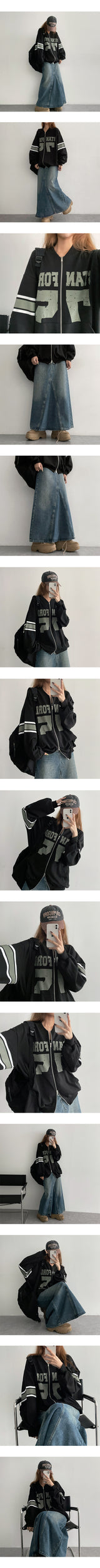 [S~XL]パーリーリウォッシュカットデニムロングスカート