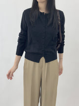 ピクレ ラウンドネックボタン長袖ニットカーディガン