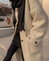 Wool buckle long coat