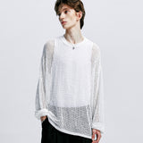 [SET] fishnet long sleeve knit & standard fit sleeveless white