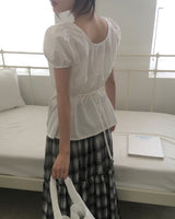 Roche Pintuck Ribbon Back Strap Button Blouse