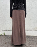  RAW EDGE LONG SKIRT (BROWN) WOMENS