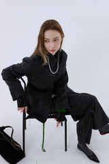 HERRINGBONE HALF COAT_BLACK