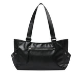 NOVEN ONE SIDE STRAP DOUBLE POCKET LEATHER SHOULDER BAG