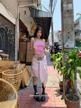 Beauty pink strap sleeveless t-shirt
