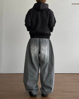 Cement Curved Denim Pants
