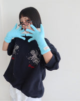 Patch Finger Slit Long Gloves