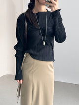 Raond Belt H-line Cut-out Long Skirt