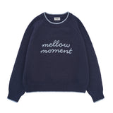 メローエンブロイダーラインニットトップ (Navy)