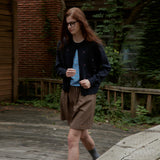 Wool 100% Flower Cardigan_Navy