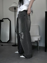 gray damaged balloon denim