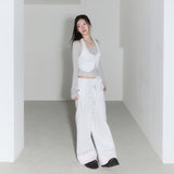 sheer layered unbal sleeve - grey