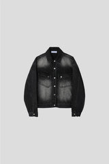 LMN Unbay Western Cropped Oversized Denim Jacket (2 colors)