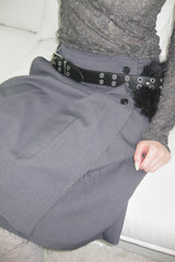 cut out wrap pleated skirt