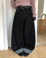 テロンロールアッププデニムワイドパンツ