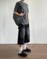 Rough Double Knee Half Denim Pants