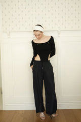 アイレットサイドカットTシャツ(black)