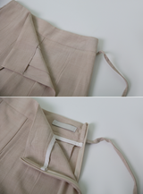 Summer Linen Pleated Ribbon Skirt Pants (3color)
