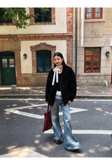 lace frill scarf long-sleeve t-shirt