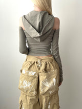 1399. X cross hood long sleeve T (2color)