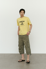 ヴィンテージ ミリタリー カプリ カーゴパンツ(Washed Khaki)