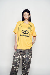 25SS COLORING PIPING FOOTBALL JERSEY SHORT SLEEVE T-SHIRT YELLOW