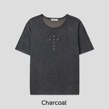 クロススタッズ リブ 半袖Tシャツ