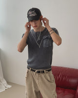 Brock Pigment Henley Neck Pocket Short Sleeve T-shirt