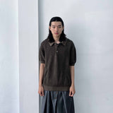 ミューテッド グリッド ニット ショートスリーブ トップ