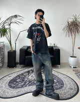 Riken Oil Washing Flare Jeans